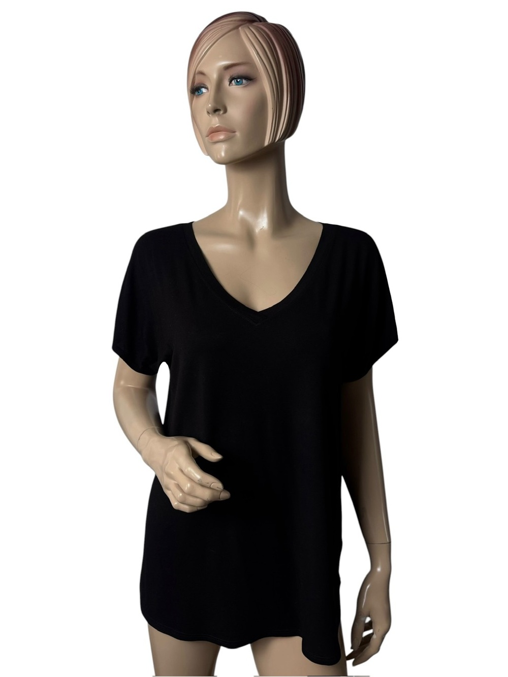 500 Denim Maison Cinqcent Black Modal V-Neck Tee Large